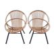 Paire de fauteuils coquille rotin