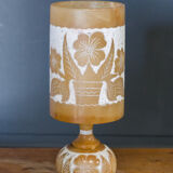 Alabaster lamp Tarrago Esteve Ref 242 1970 Engraved flowers double patina