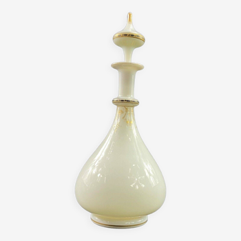 Night carafe in white opaline enhanced with gold, early 19th century