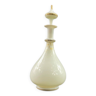 Night carafe in white opaline enhanced with gold, early 19th century