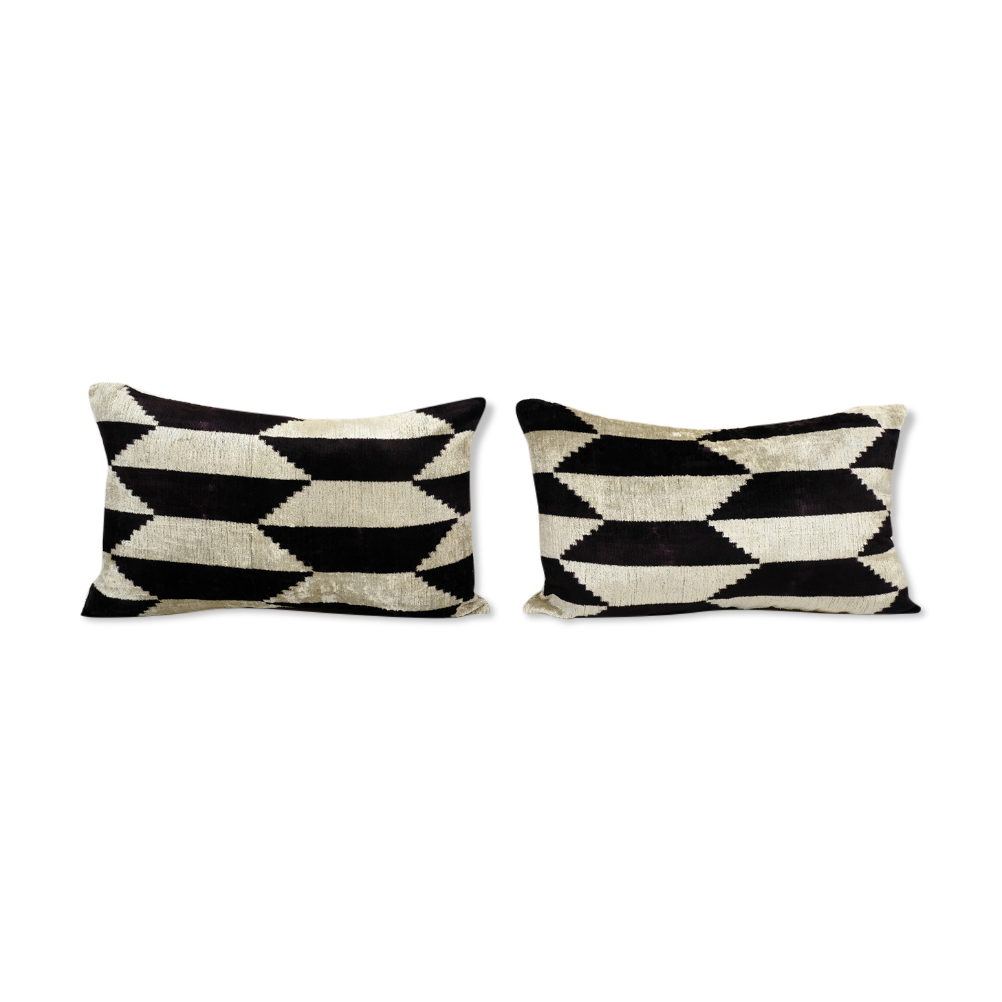 Set of two ikat velvet pillows