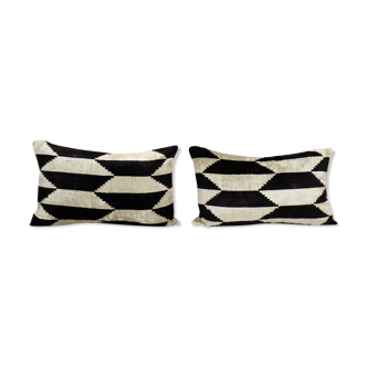 Set of two ikat velvet pillows