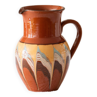 Large Bulgarian carafe in glazed mixed terracotta