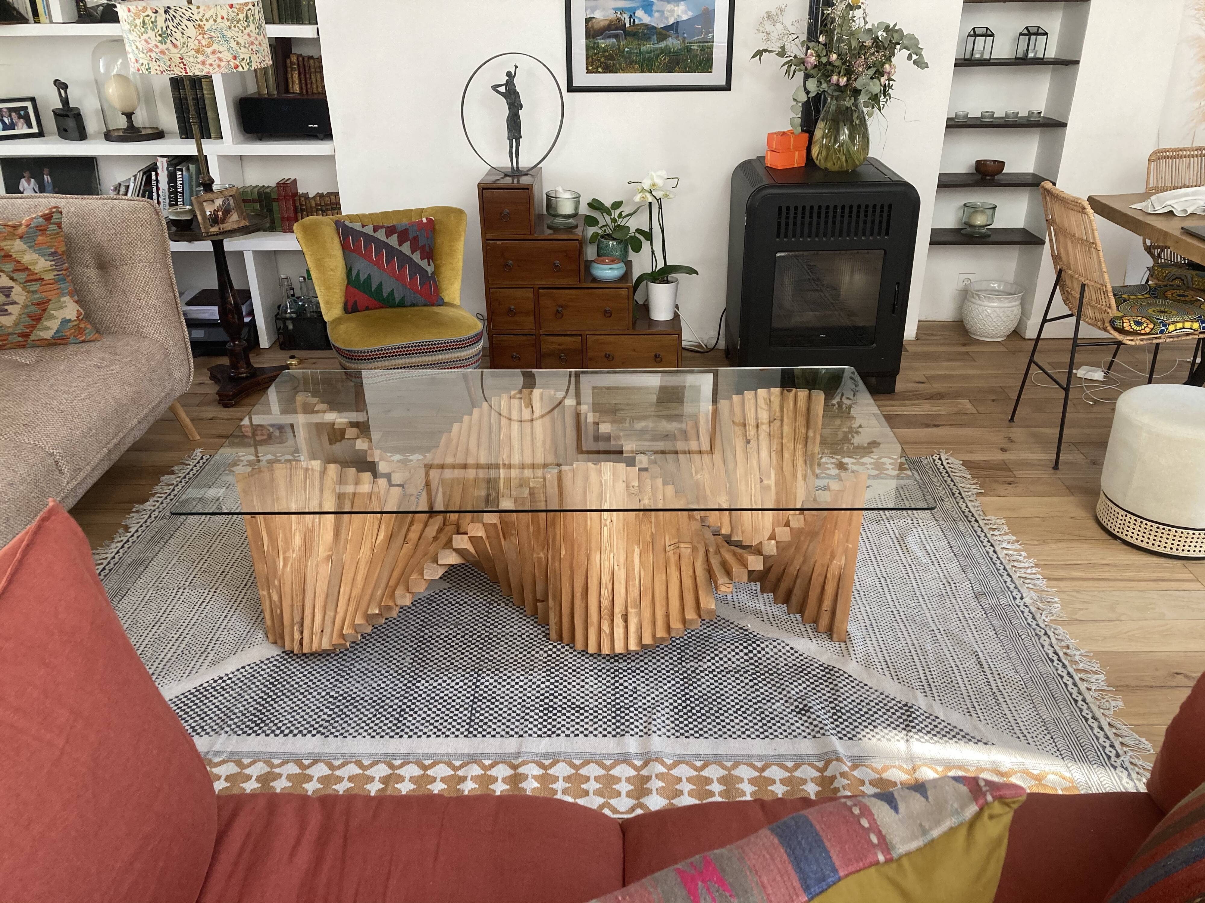 Coffee table in solid wood 160 x 80cm