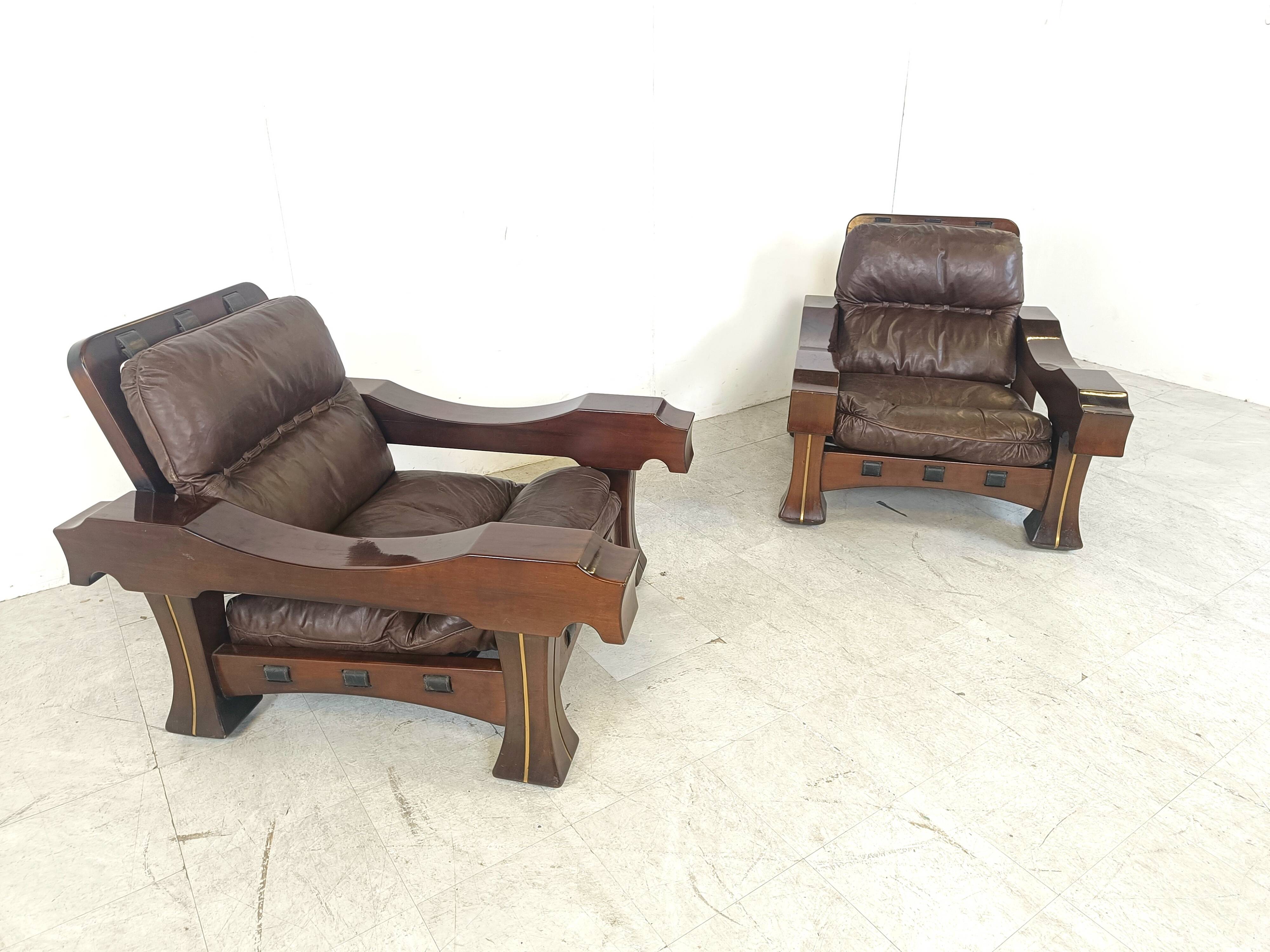 Pair of Ussaro model armchairs by Luciano Frigerio, 1960s