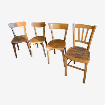 Set 4 mismatched bistro chairs Annee 50/60