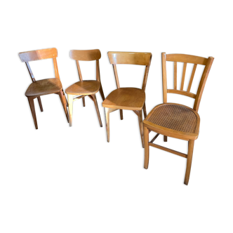Set 4 mismatched bistro chairs Annee 50/60