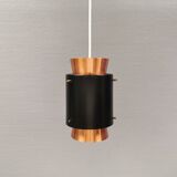 Small Danish hanging lamp from the 1980s in copper colour and black