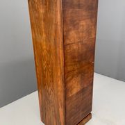 Restored Art Deco wardrobe with shelves, walnut veneer, Czechoslovakia, 1930s.