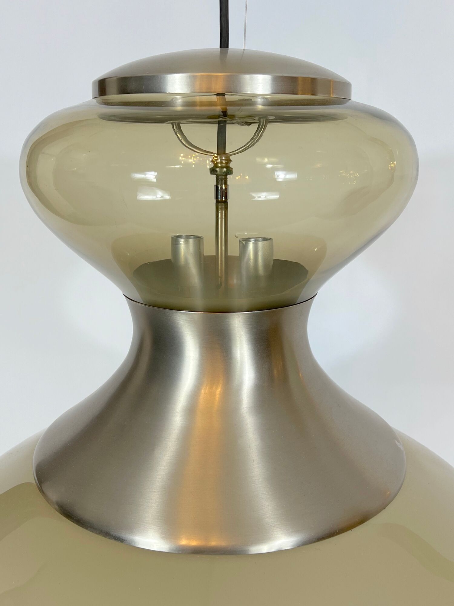 Stilux Milano, large metal and murano glass chandelier from 60s