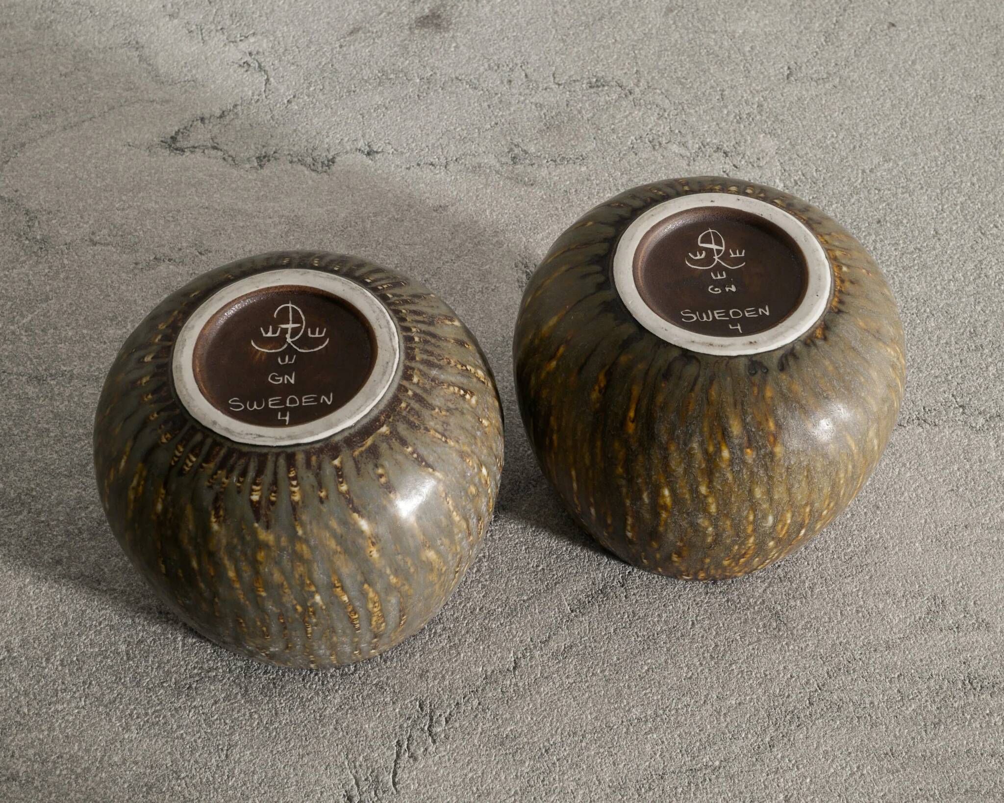 Pair of Swedish Mid Century Cermic Rubus Bowls by Gunnar Nylund,  1950s