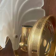 Pair of vintage polished glass shell sconces