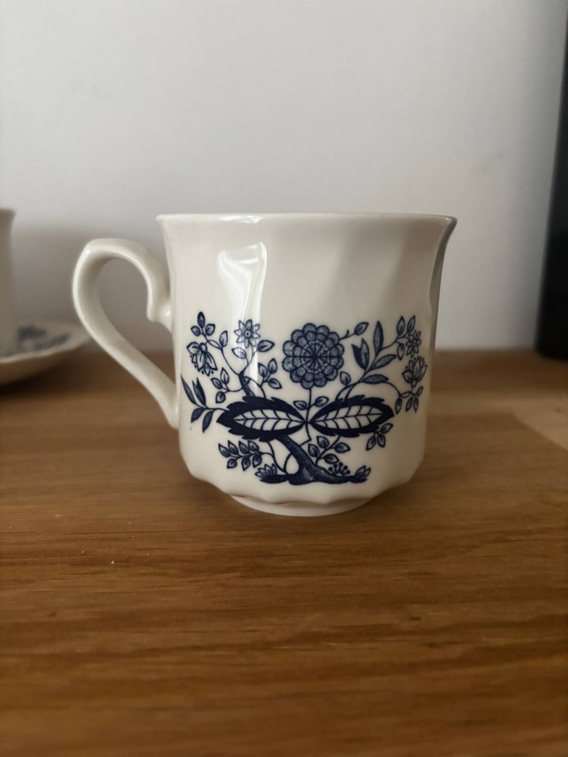 Vintage set of 6 Royal Wessex English blue flower cups and saucers