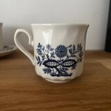 Vintage set of 6 Royal Wessex English blue flower cups and saucers
