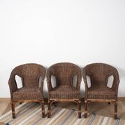 Fauteuil Rotin Vintage, en osier, lot de 3