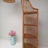 Tall rattan shelf