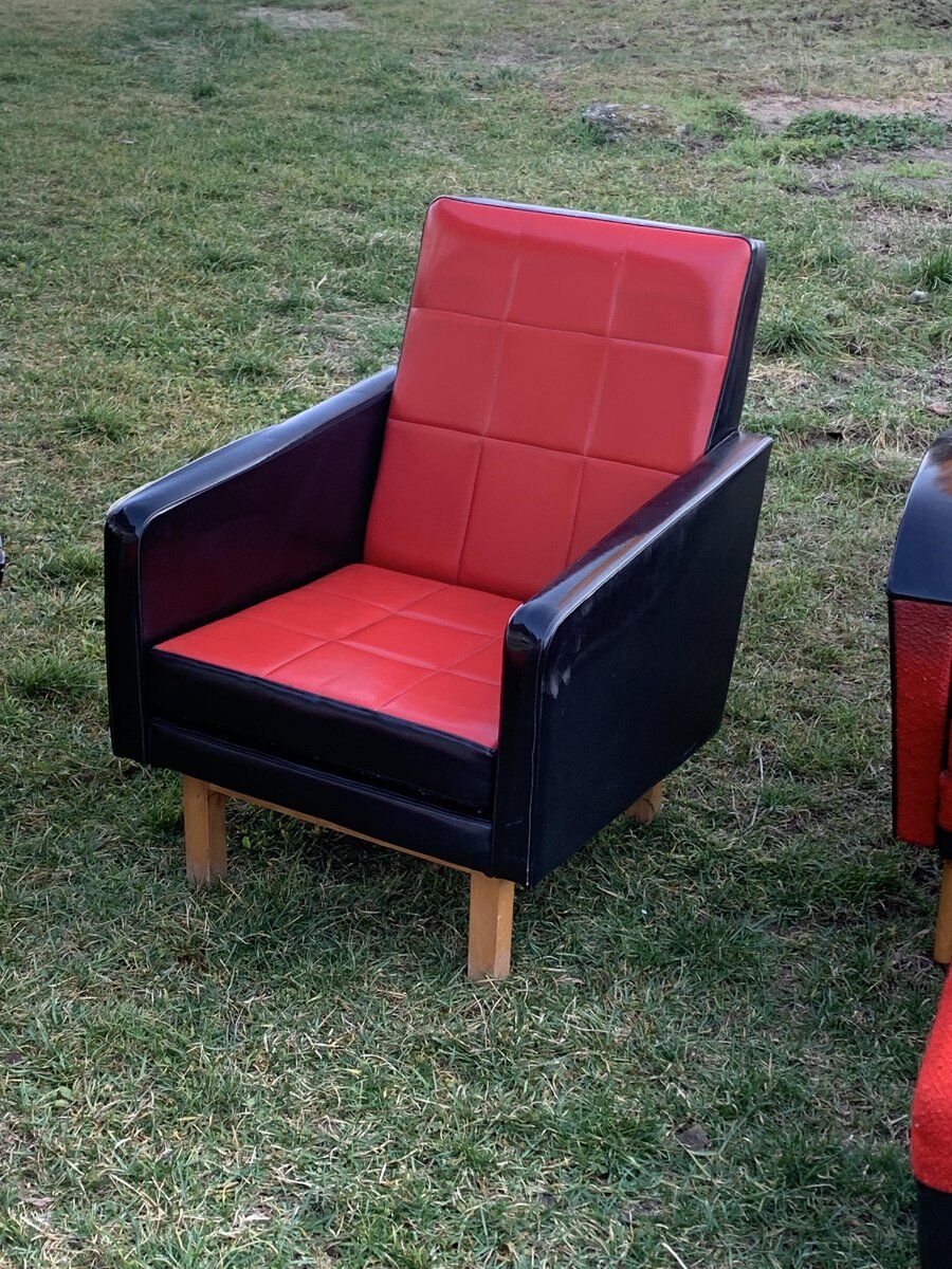 Mid-century lounge chairs with ottomans, 1960s, set of 5