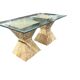 vintage stone dining table with glass top