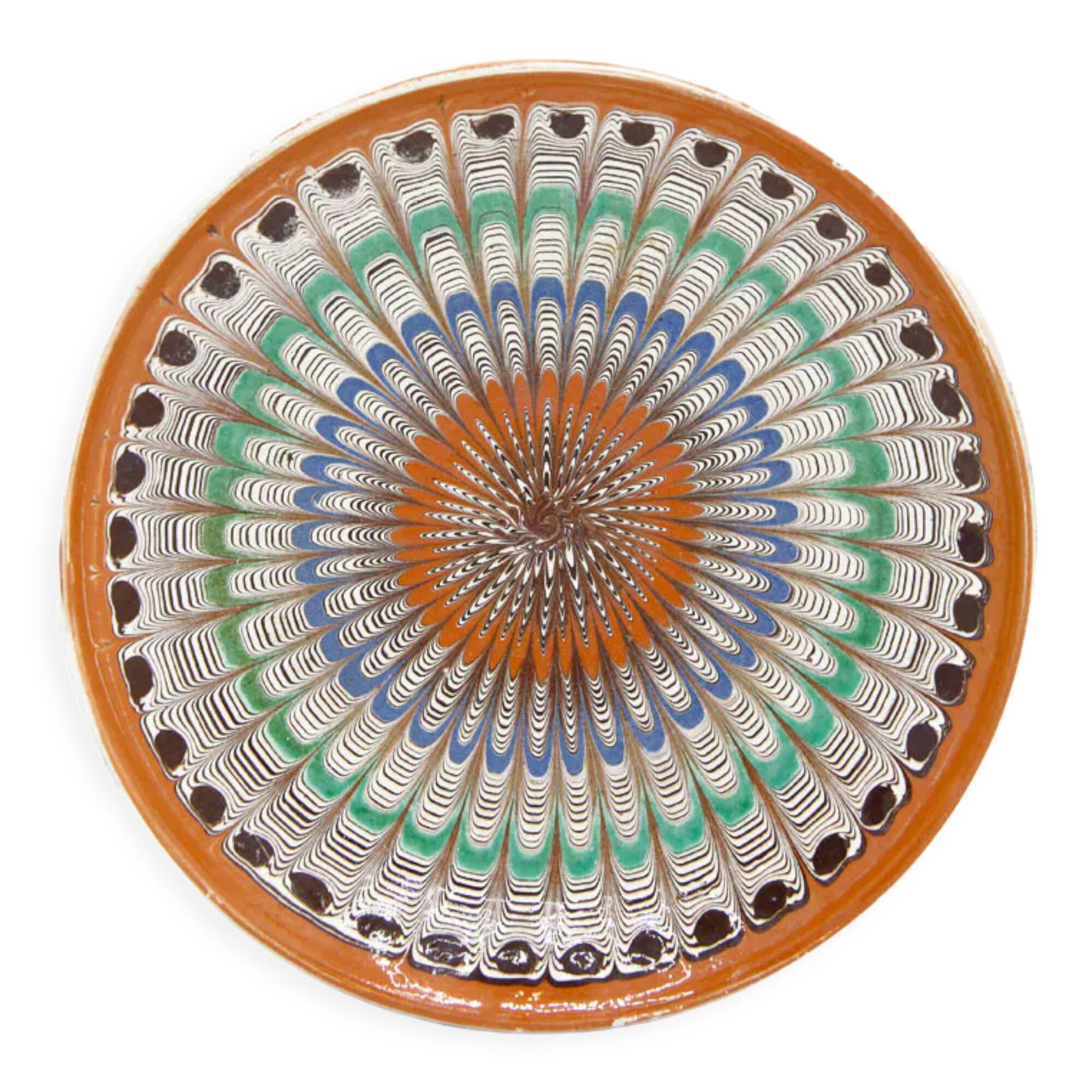 Romanian and vintage dessert plate from Horezu