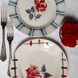 Old flat plates mismatched in earthenware