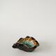 Ceramic shell-shaped catchall, brown and blue, 1970.