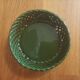 Vintage pocket empty cup in green braided ceramic basket style