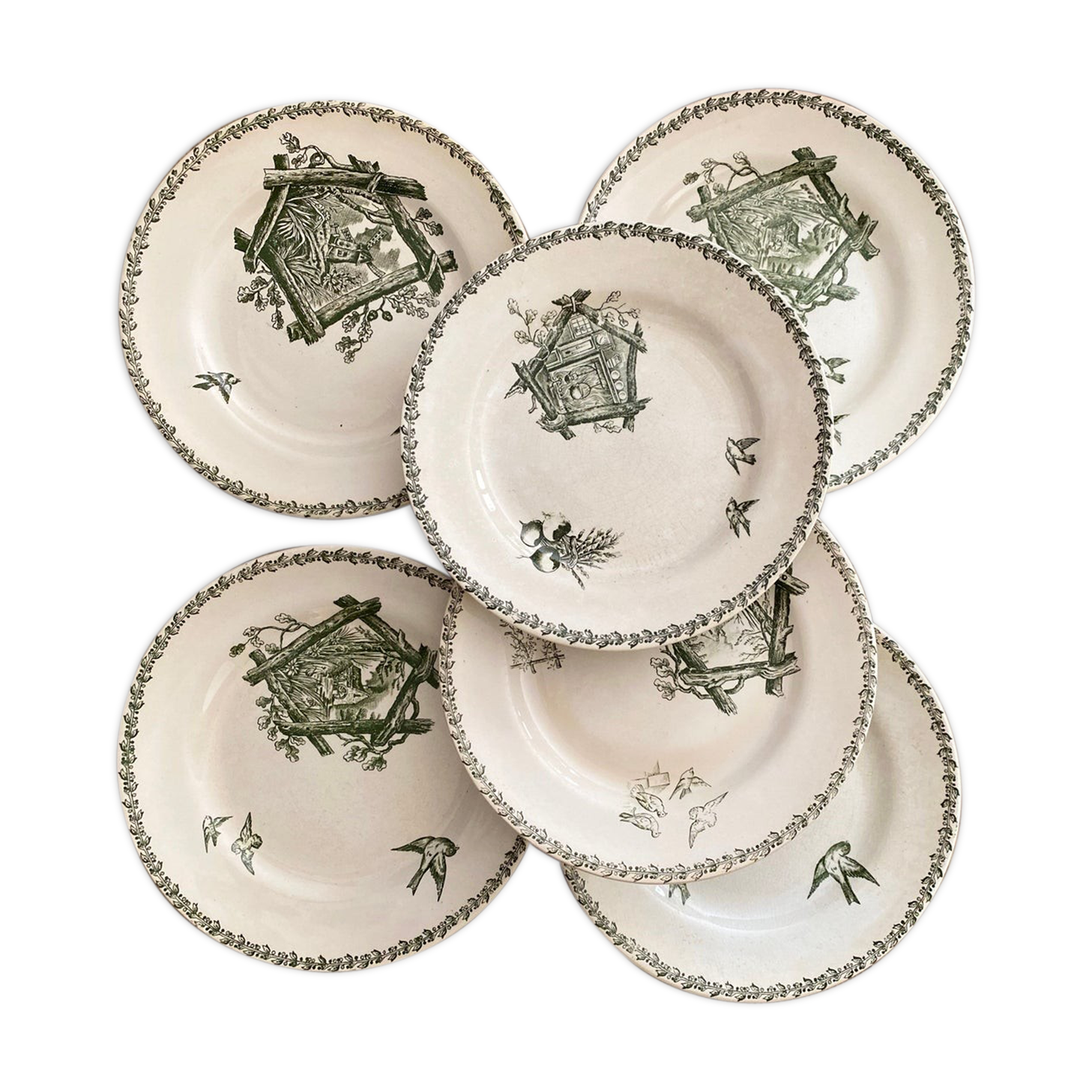 Mismatched cottage iron earth plates