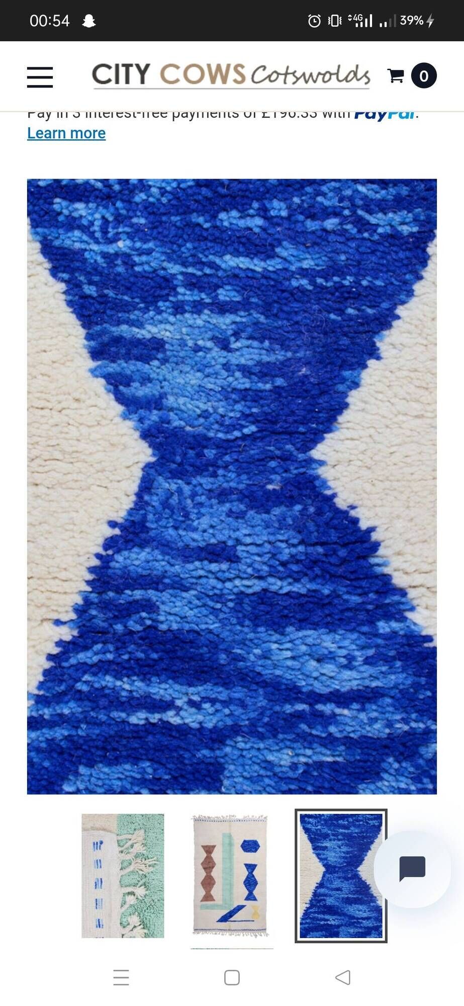Tapis azilal fait à la main traditionnel 250cm x 150cm