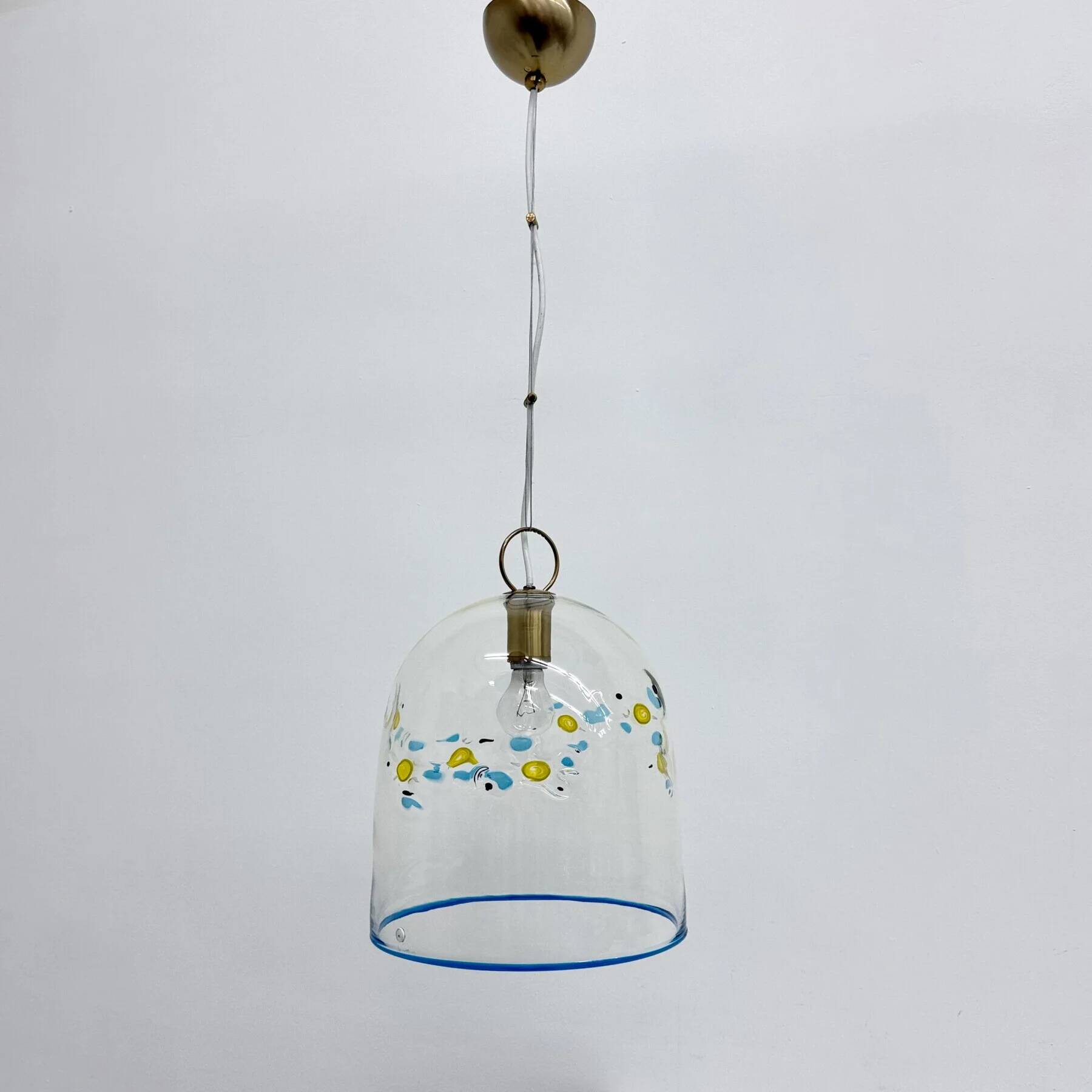 Suspension en verre La Murrina de design du milieu du siècle avec des fleurs, années 1970, Italie