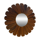 Miroir soleil fleur en bois, style vintage