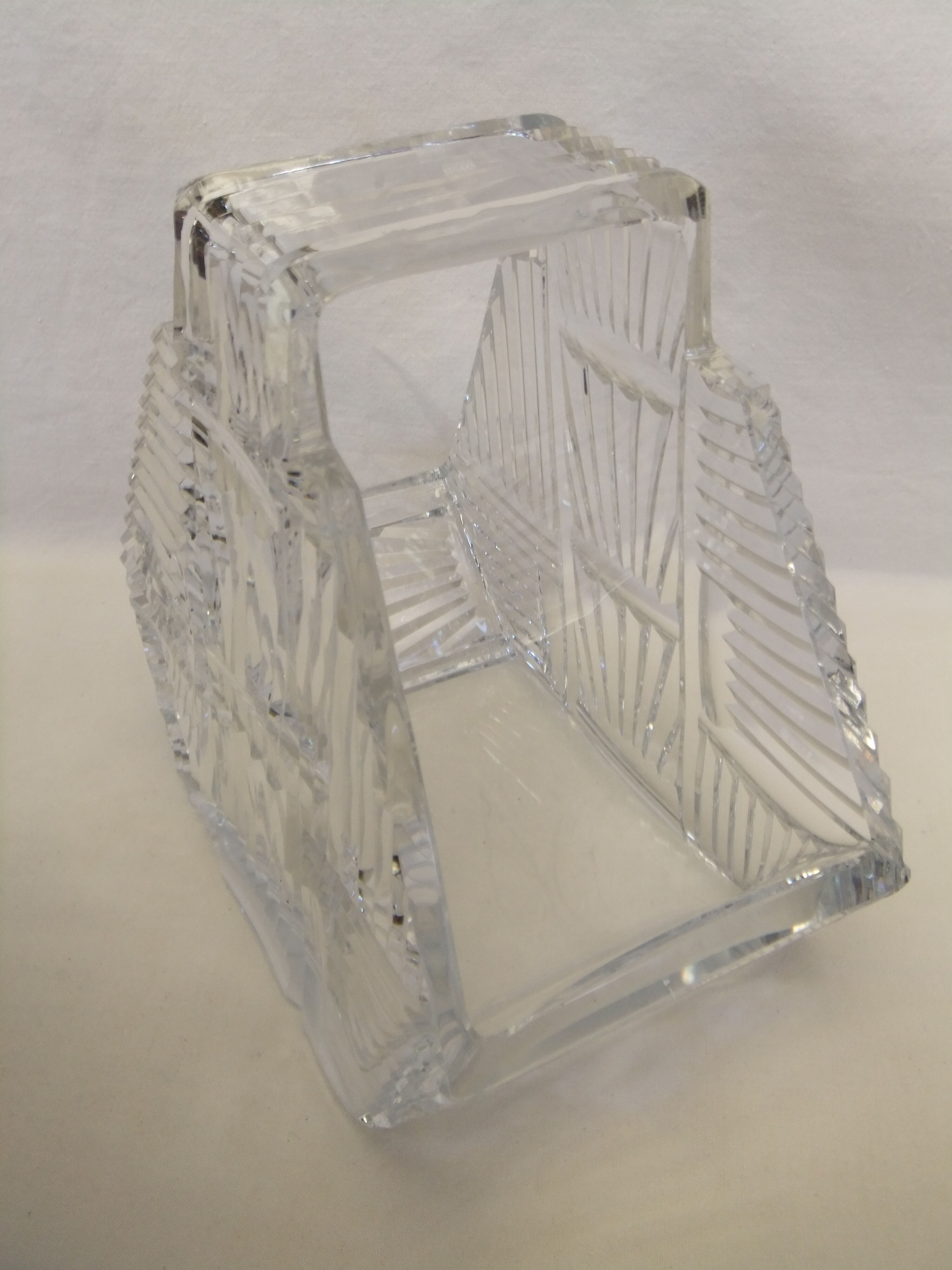 Bohemian crystal stamp Prague basket centerpiece art deco flower