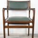 Dark green wooden and faux leather armchair, 1960s