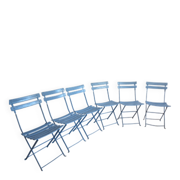 6 chaises de jardin pliantes bleu charron