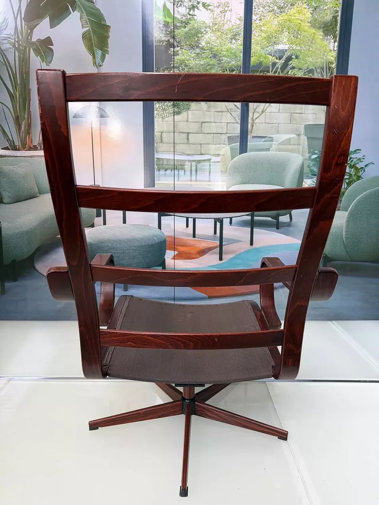 Scandinavian armchair in brown leather