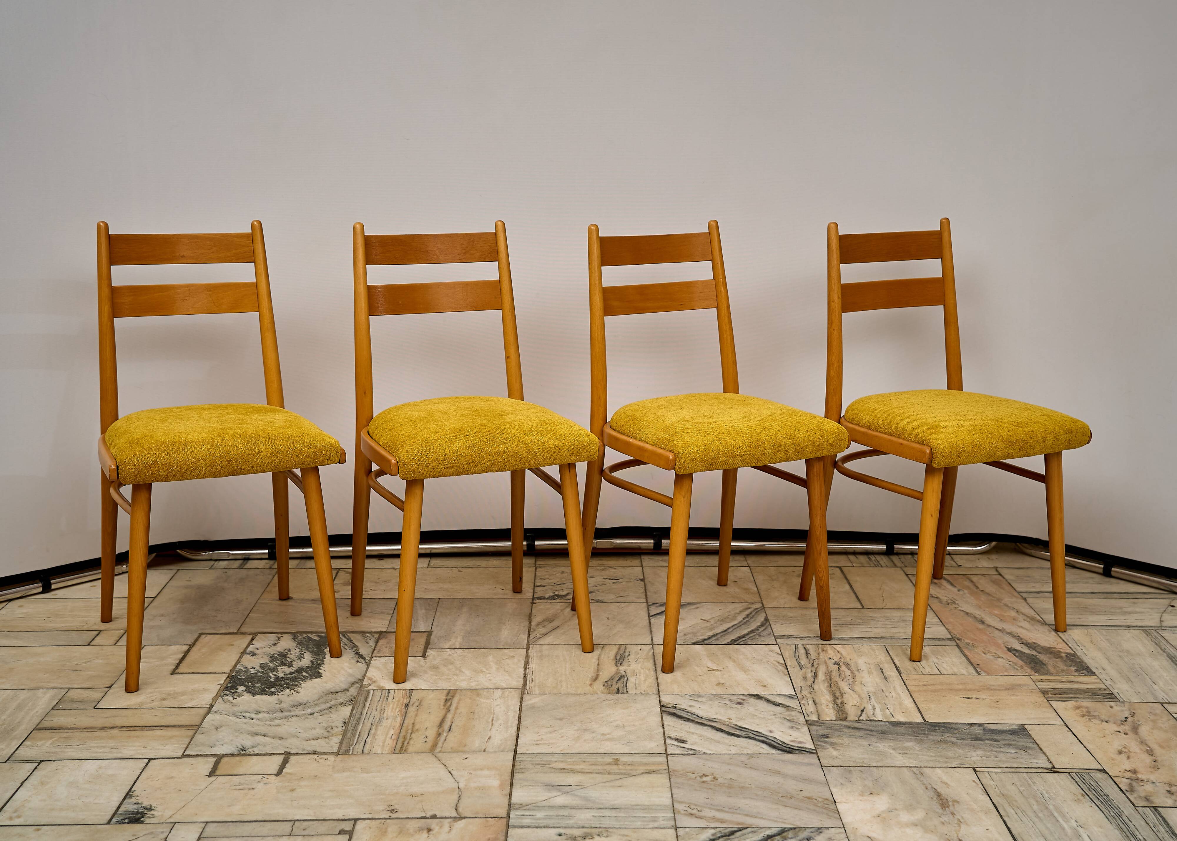 Vintage beech dining chairs - set of 4