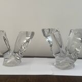 pair of crystal candlesticks signed Schneider 1970