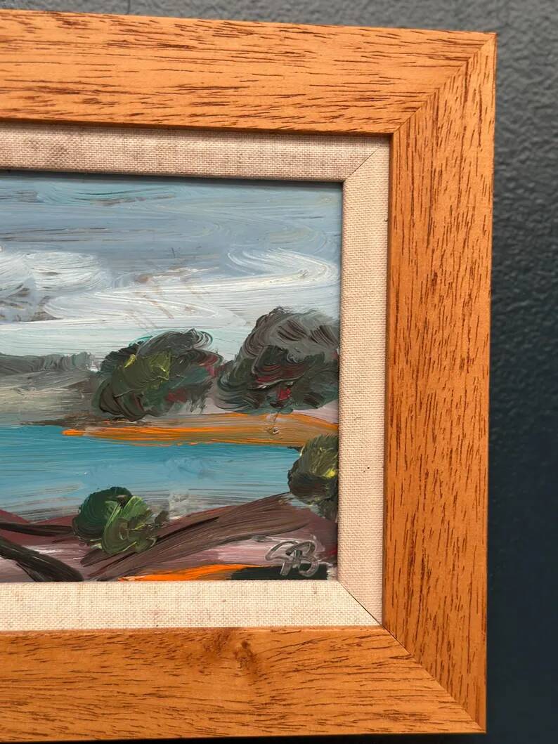 Original Swedish Oil on Panel “Coastal Landscape” by Göran Brunius – Signed