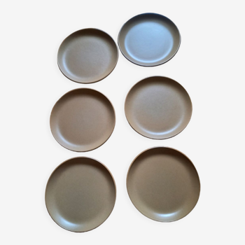 Lot de 6 assiettes en grès beige