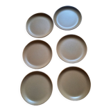 Set of 6 beige stoneware plates