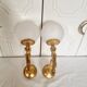 2 classic golden cherub wall lights and globe lampshades in perfect condition.