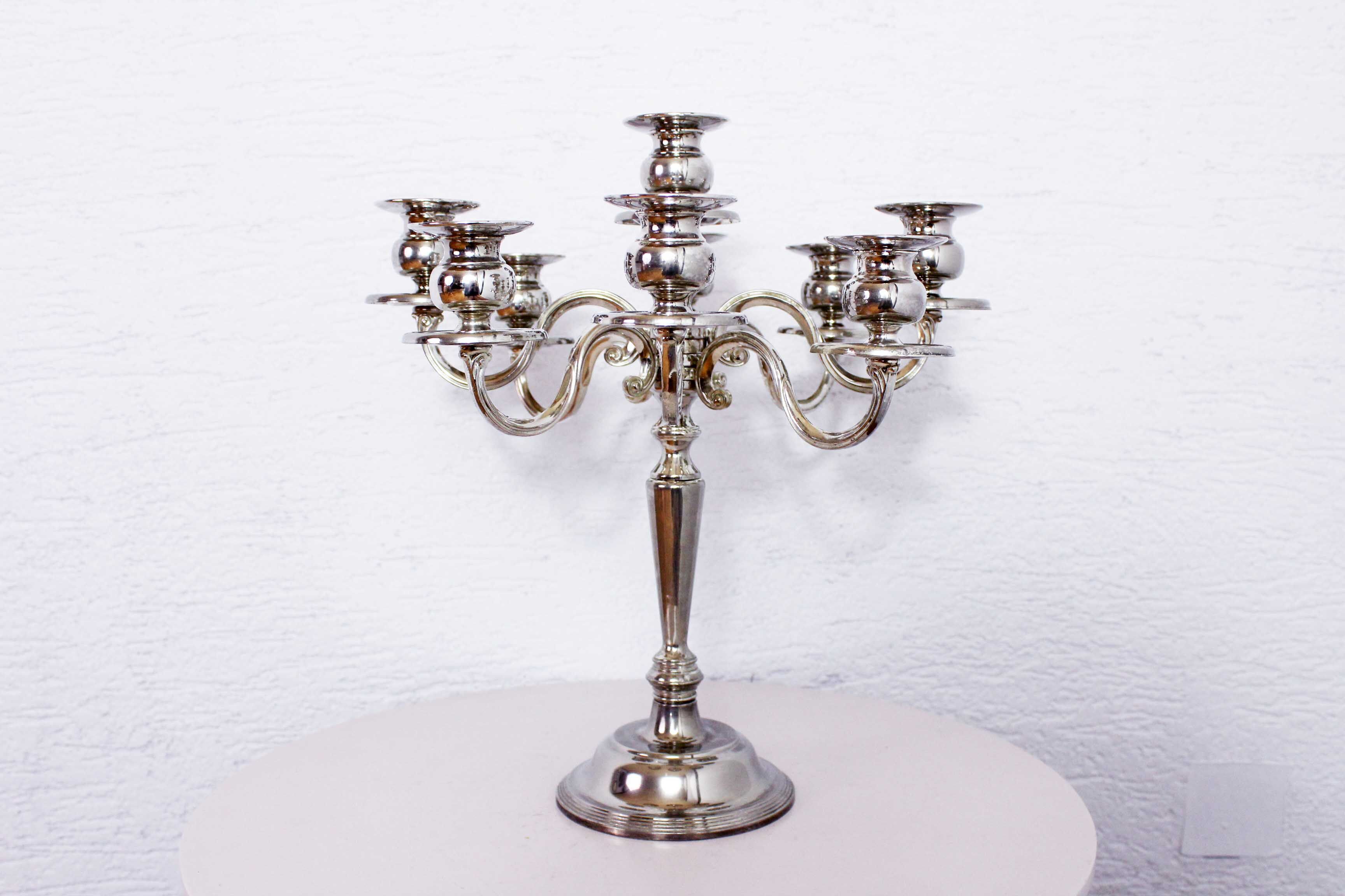 Large silver metal candlestick, groom candlestick