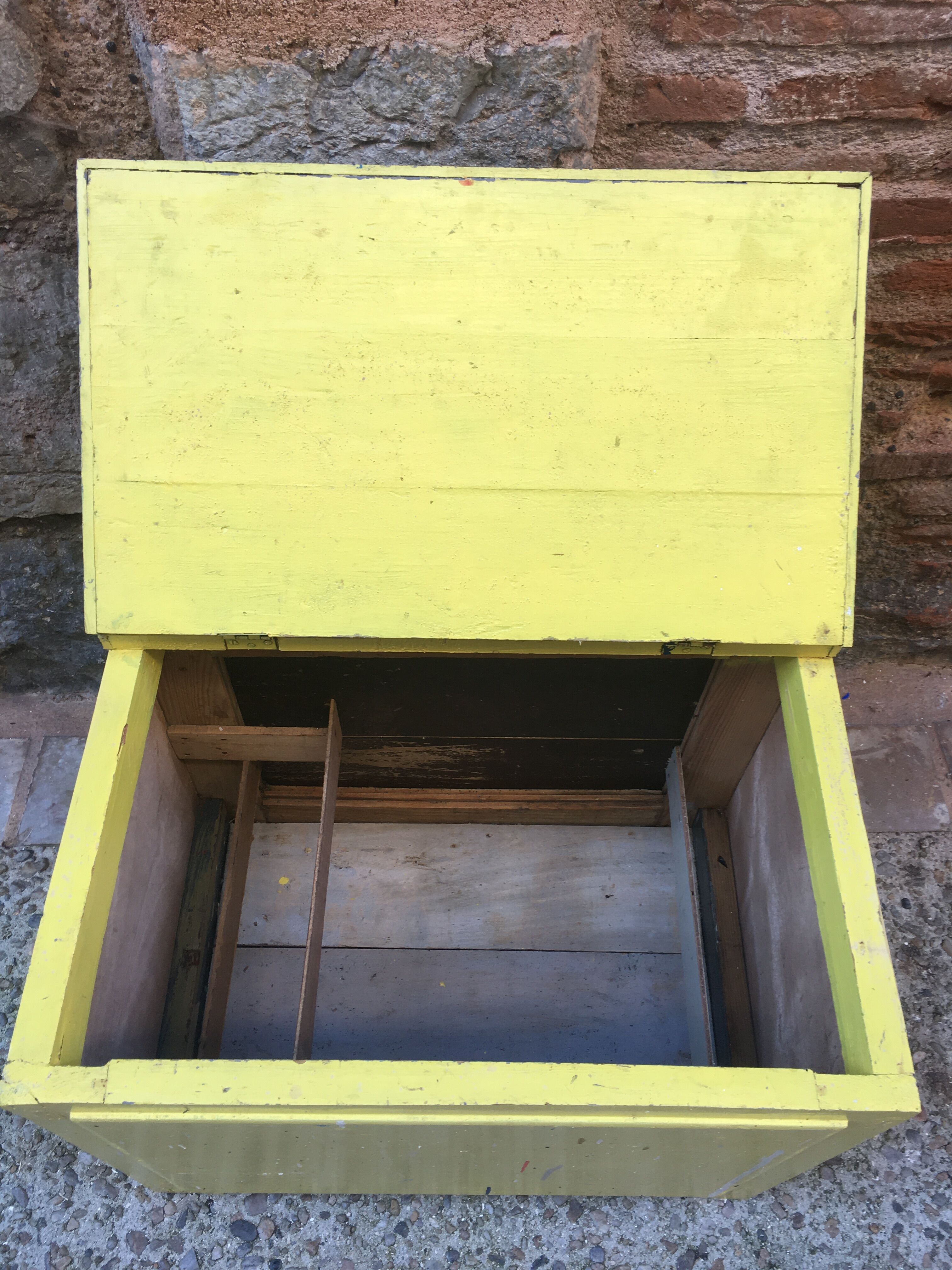 Yellow wooden chest