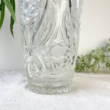 Vintage crystal vase with chiseled pattern