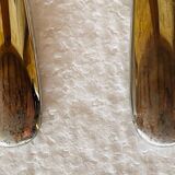 Set of 6 lobster forks and tongs, silver plated metal by Silea, circa 70