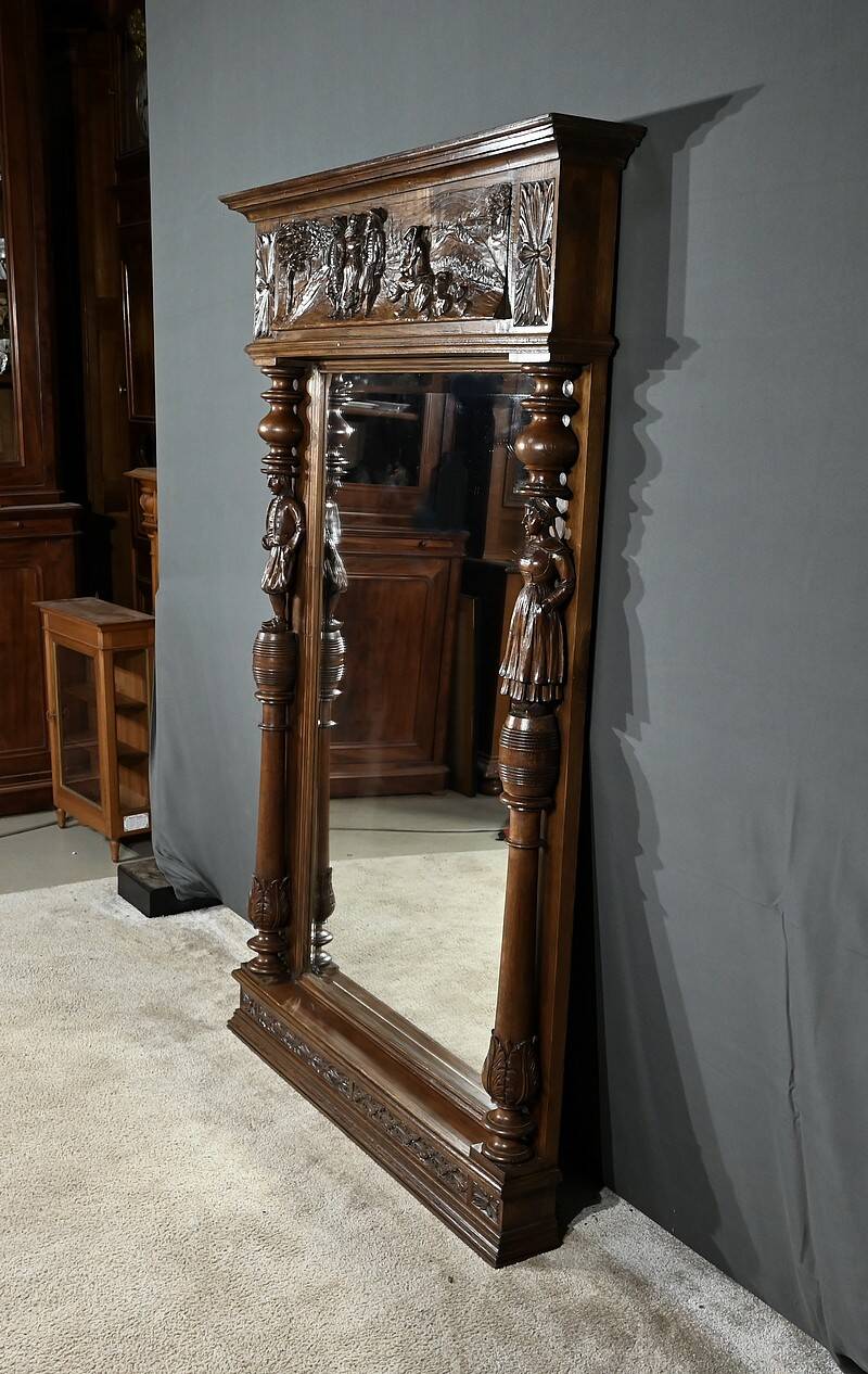 Important Regional Oak Mirror – Early 20th Century