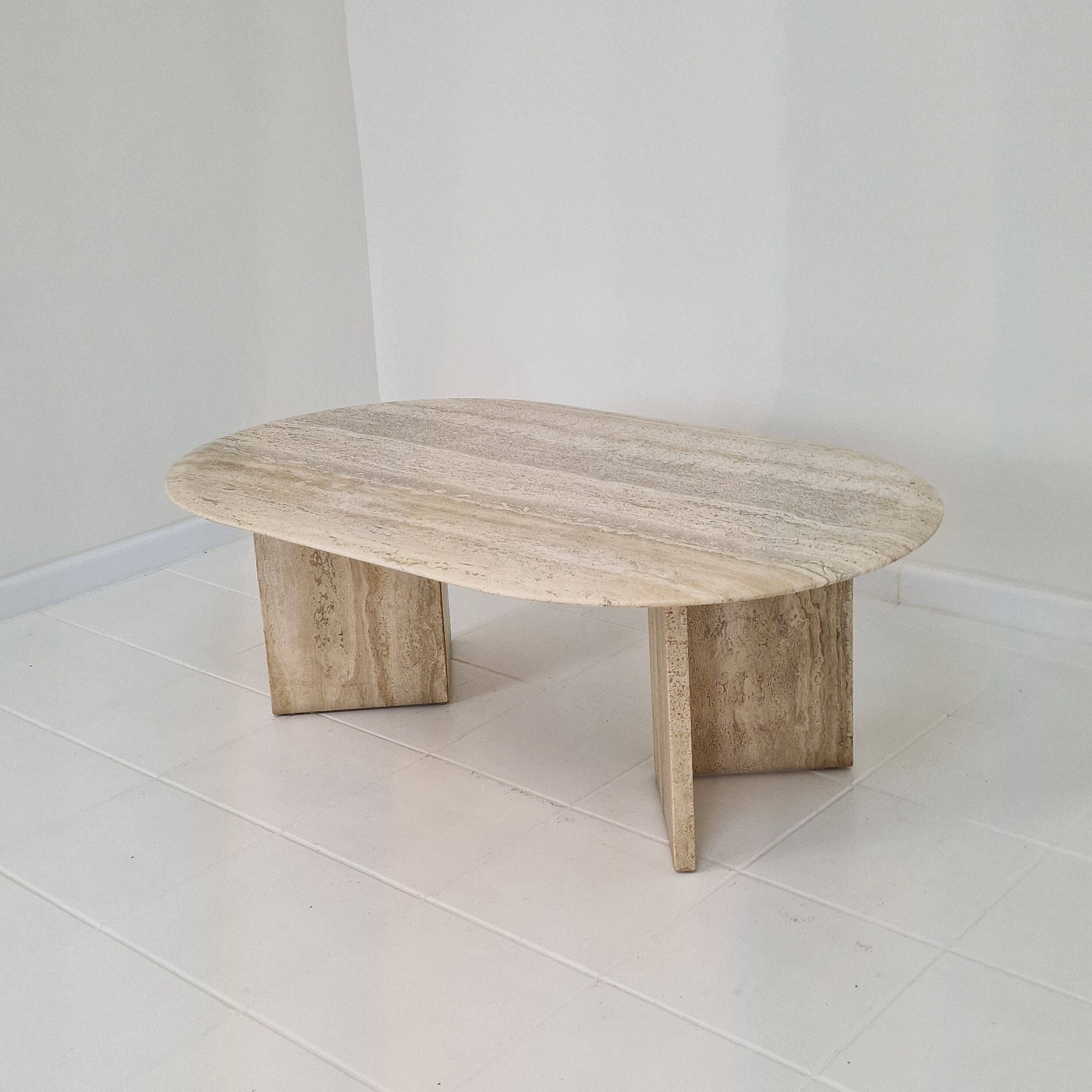 Travertine Coffee or Side Table, Italy 1980s