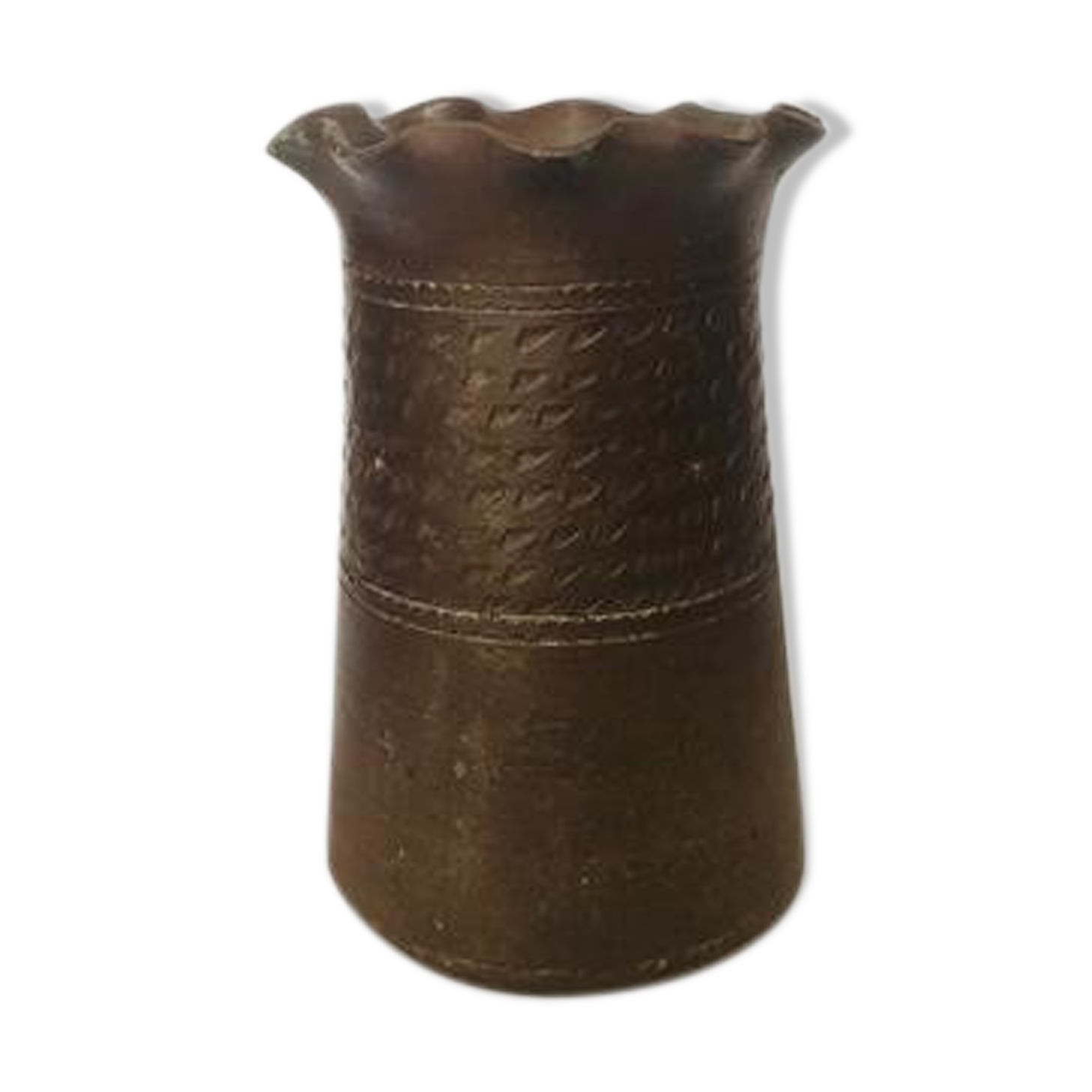 Brown earthenware vase