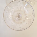 6 champagne glasses in Saint Louis crystal, Talma model, 1930