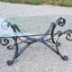 Coffee table from the 70s in wrought iron glass top bec de corbin