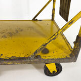 Vintage industrial coffee or side table on wheels